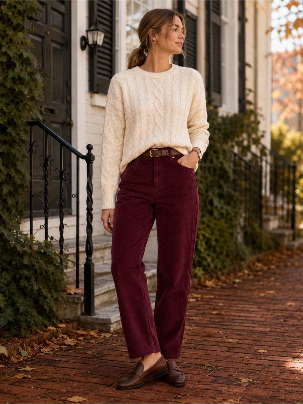 NWT Gap High Rise 90s Straight Corduroy Pants Burgundy Wine 34R 18 Regular